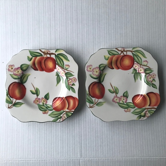 Set Of 2 Harry And David Scalloped Square Dessert/Salad Plates 8” - Picture 2 of 6